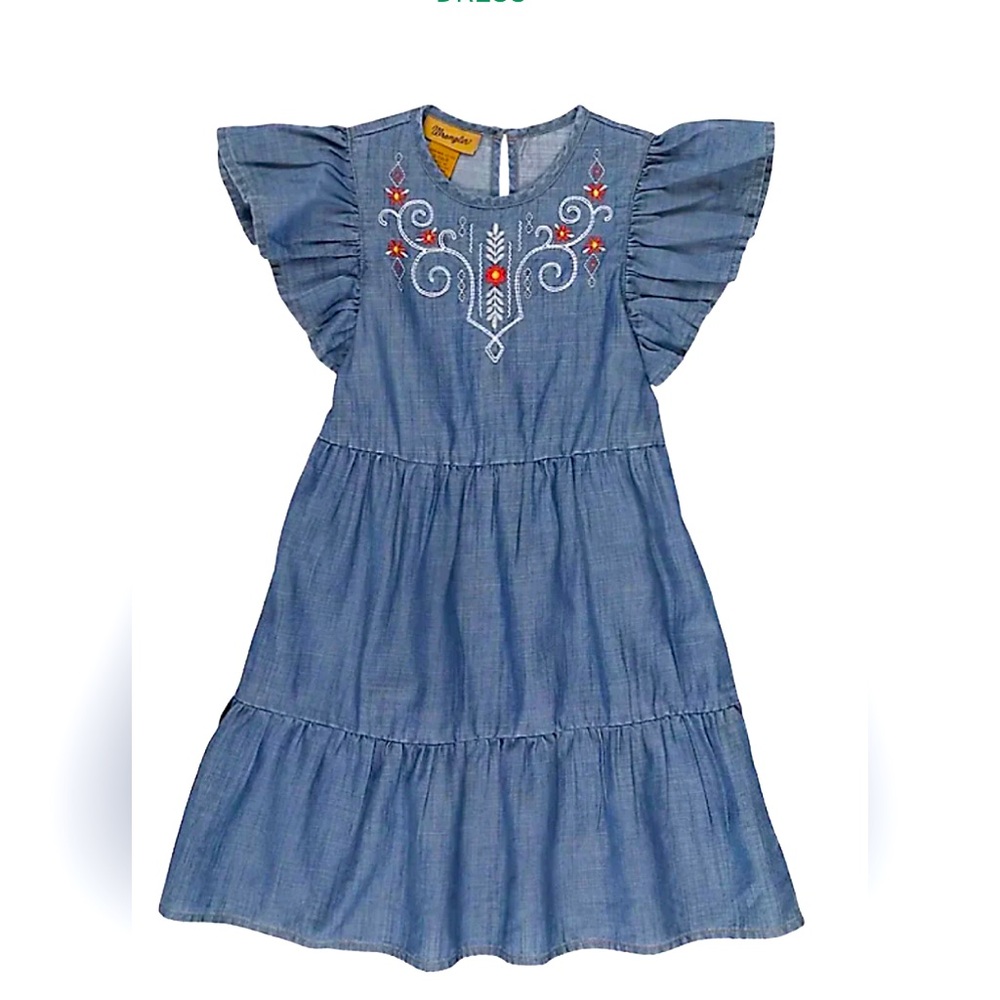 Wrangler Denim Embroidered Dress Small Girls
